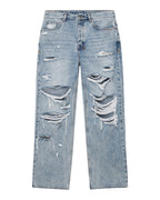 Mens Maxx Bunker Blue Trashed Baggy Denim Jeans - Denim