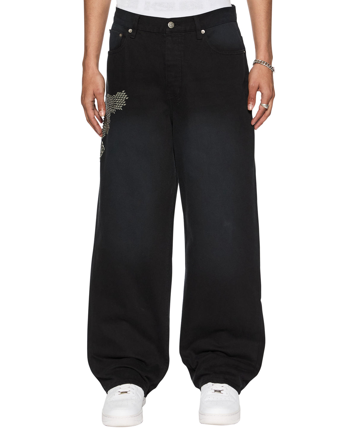Mens Maxx Replica Eagle Baggy Denim Jeans - Black