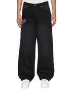 Mens Maxx Replica Eagle Baggy Denim Jeans - Black