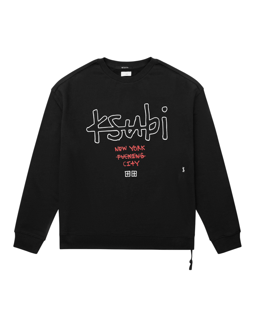Mens Nyc 4x4 Biggie Crew Jet Black Fleece | Ksubi ++