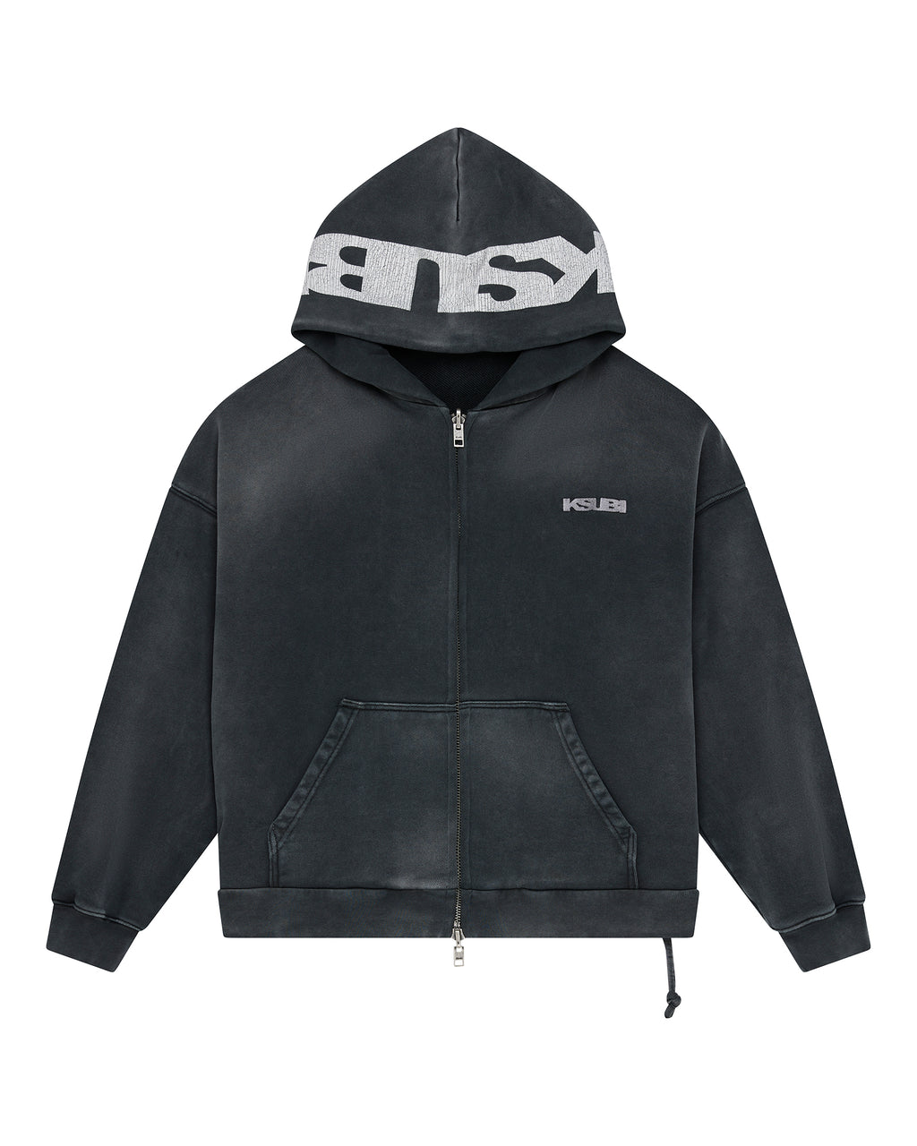 MENS ACE EKCESS ZIP THRU HOODIE BLACK FADE FLEECE