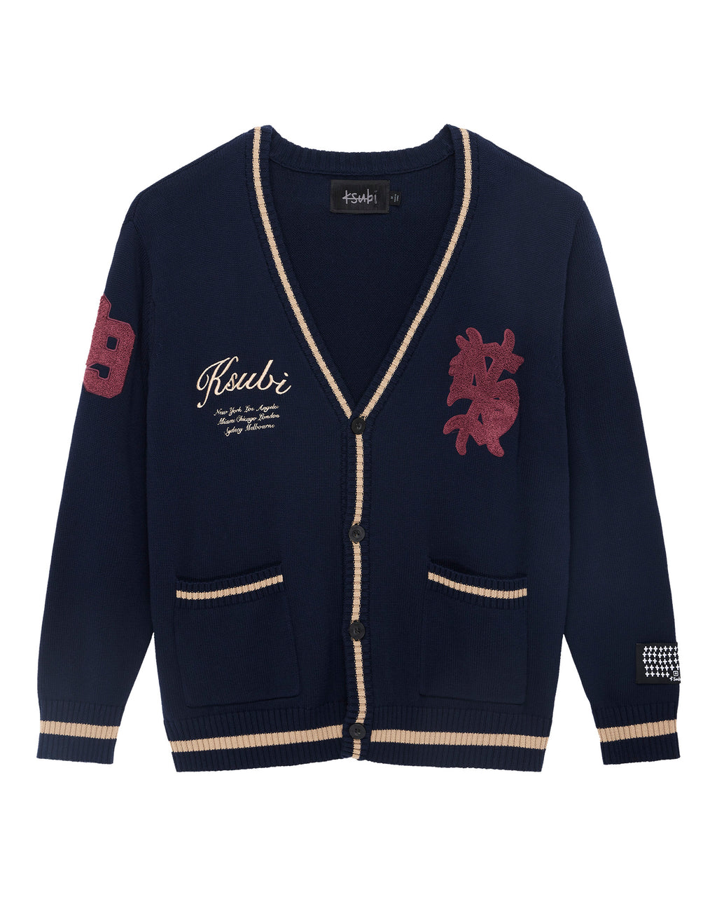 Mens Playoff Cardigan Navy Boxy Knitwear - Navy