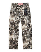Mens Mowalola Anti K Cheetah Relaxed Denim Jeans - Multi Colour