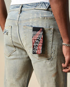 Mens Chitch Asap Tyy Oil Slicker Slim Denim Jeans - Denim
