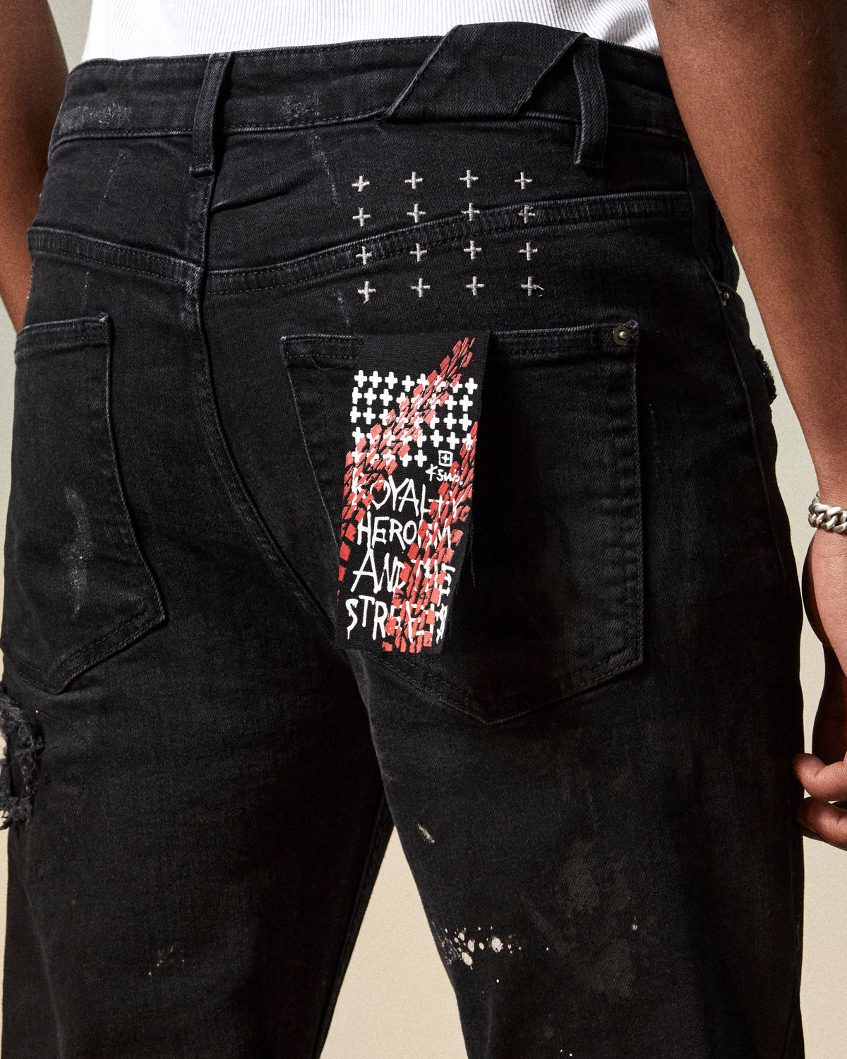 Mens Chitch Asap Tyy Boneyard Slim Denim Jeans - Black