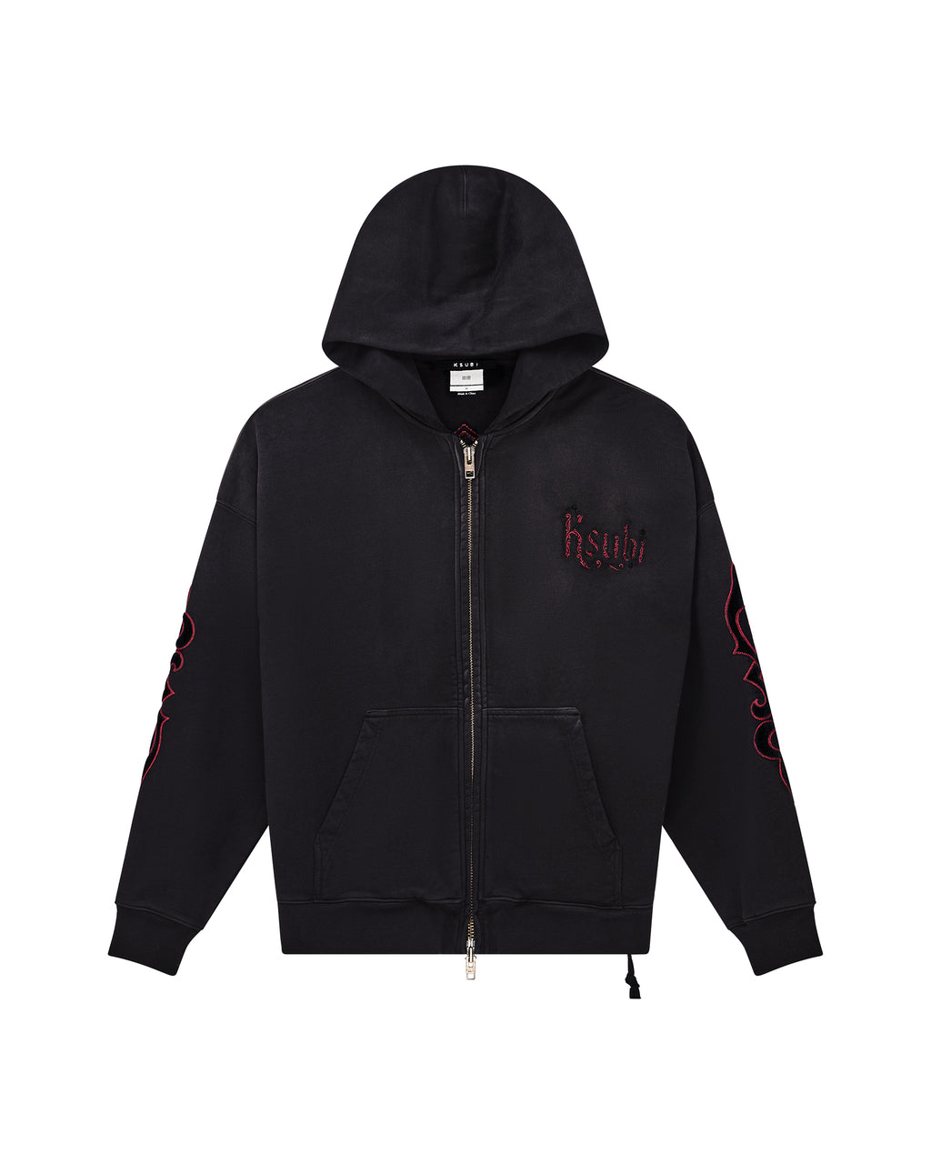 Mens Paise Ekcess Hoodie Black Fade Oversized Fleece - Grey