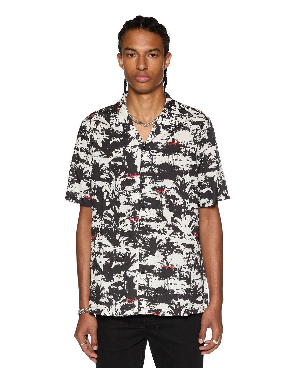 Mens Palmtree Resort Ss Shirt Multi Regular Shirts - Multi Colour