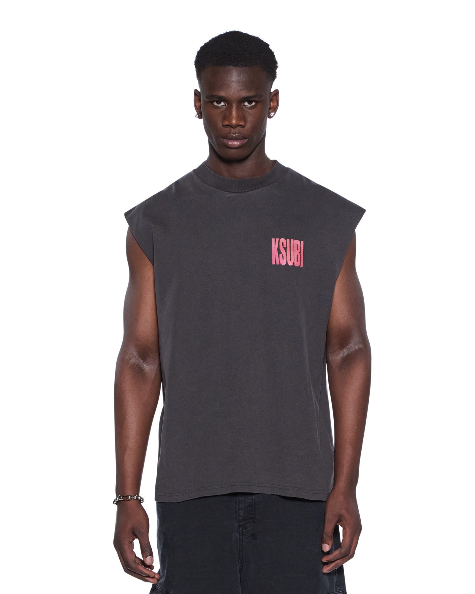 MENS  PANTHERA CUT OFF BIGGIE TEE ASH OVERSIZED TEES