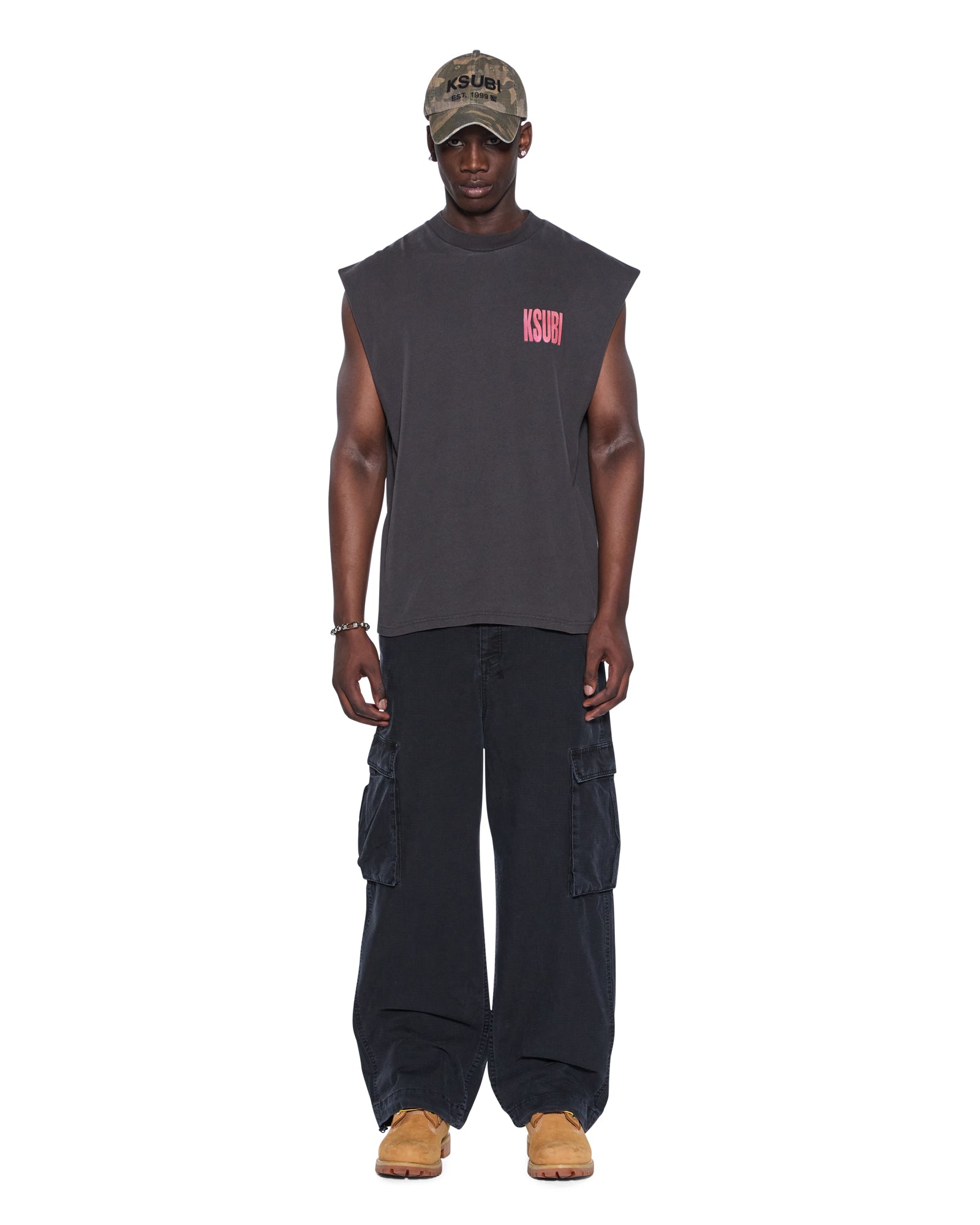 MENS  PANTHERA CUT OFF BIGGIE TEE ASH OVERSIZED TEES