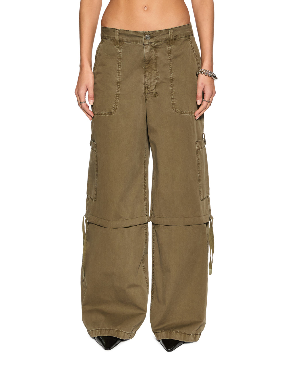 WOMENS BAGGY CARGO KHAKI PANTS
