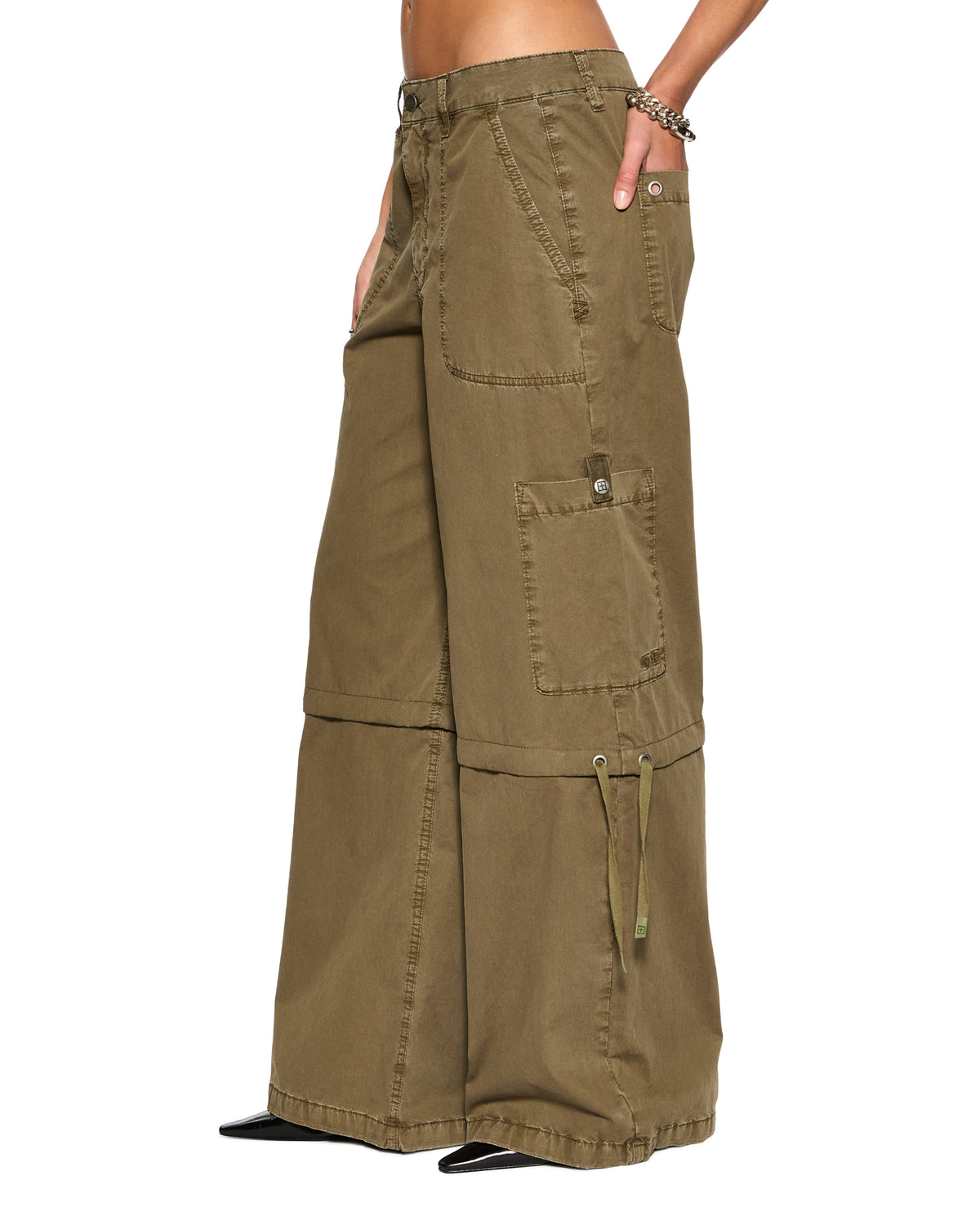 WOMENS BAGGY CARGO KHAKI PANTS