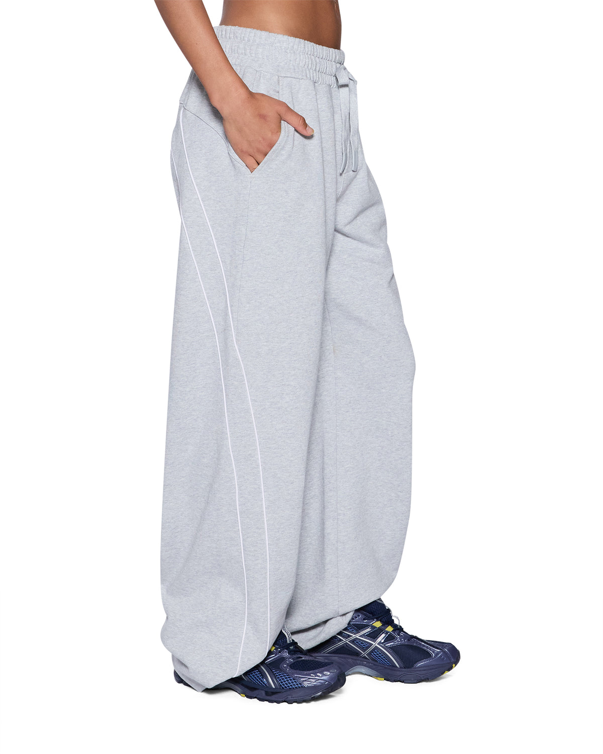 WOMENS CARTER WIDE TRAKPANT GREY MARLE PANTS