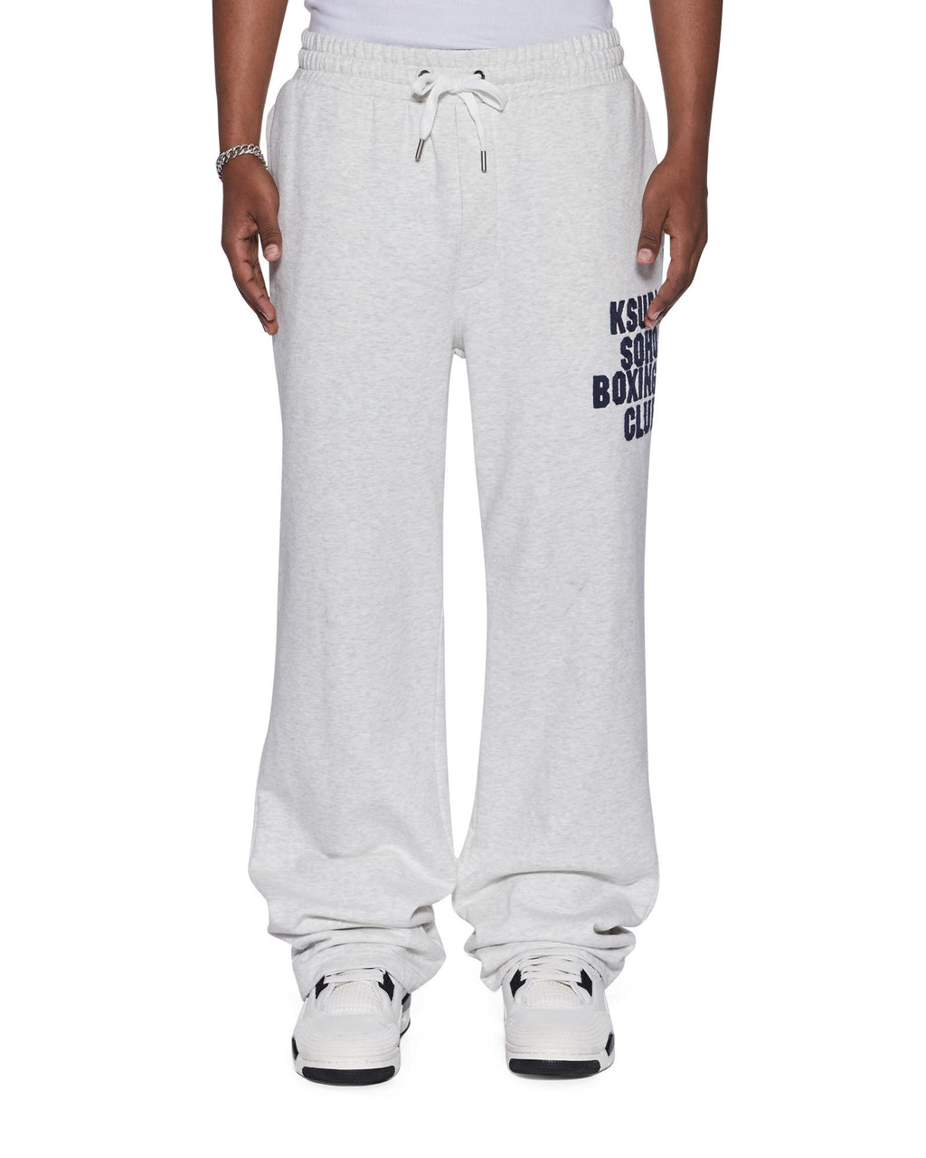 Mens Club Synthesis Trak Pant Snow Marle Regular Pants - Grey