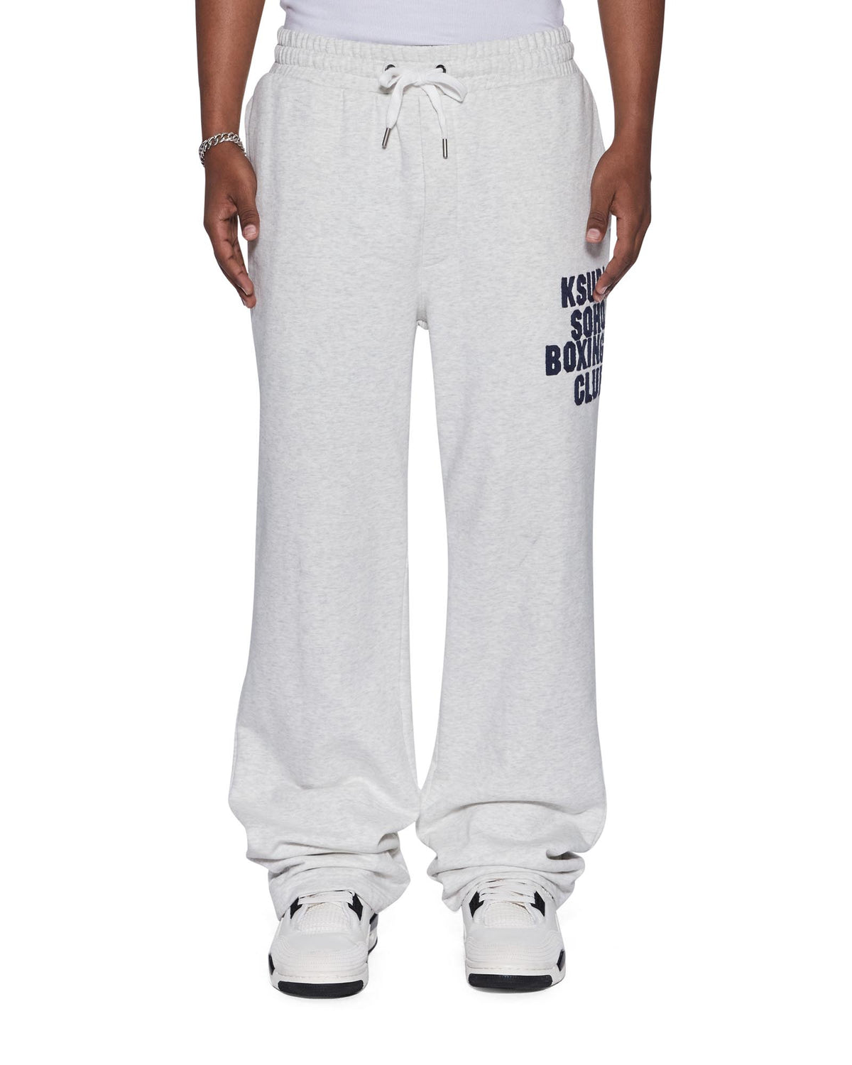 Mens Club Synthesis Trak Pant Snow Marle Regular Pants - Grey