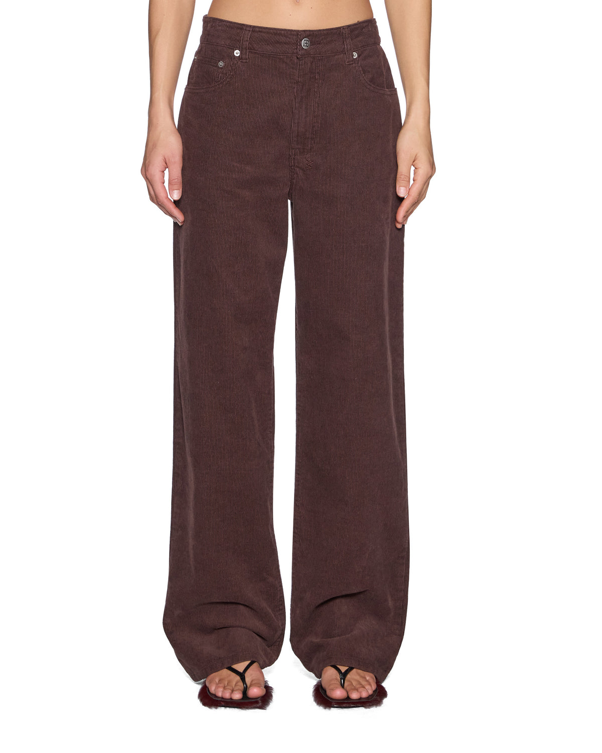 Womens Low Rider Choc Cord Straight Pants - Brown