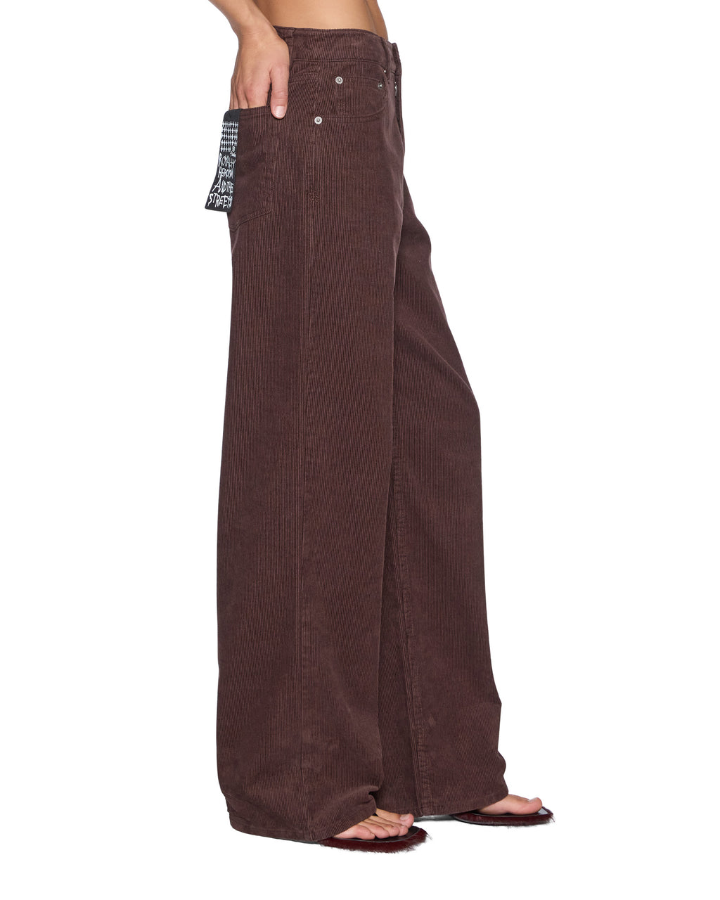 Womens Low Rider Choc Cord Straight Pants - Brown