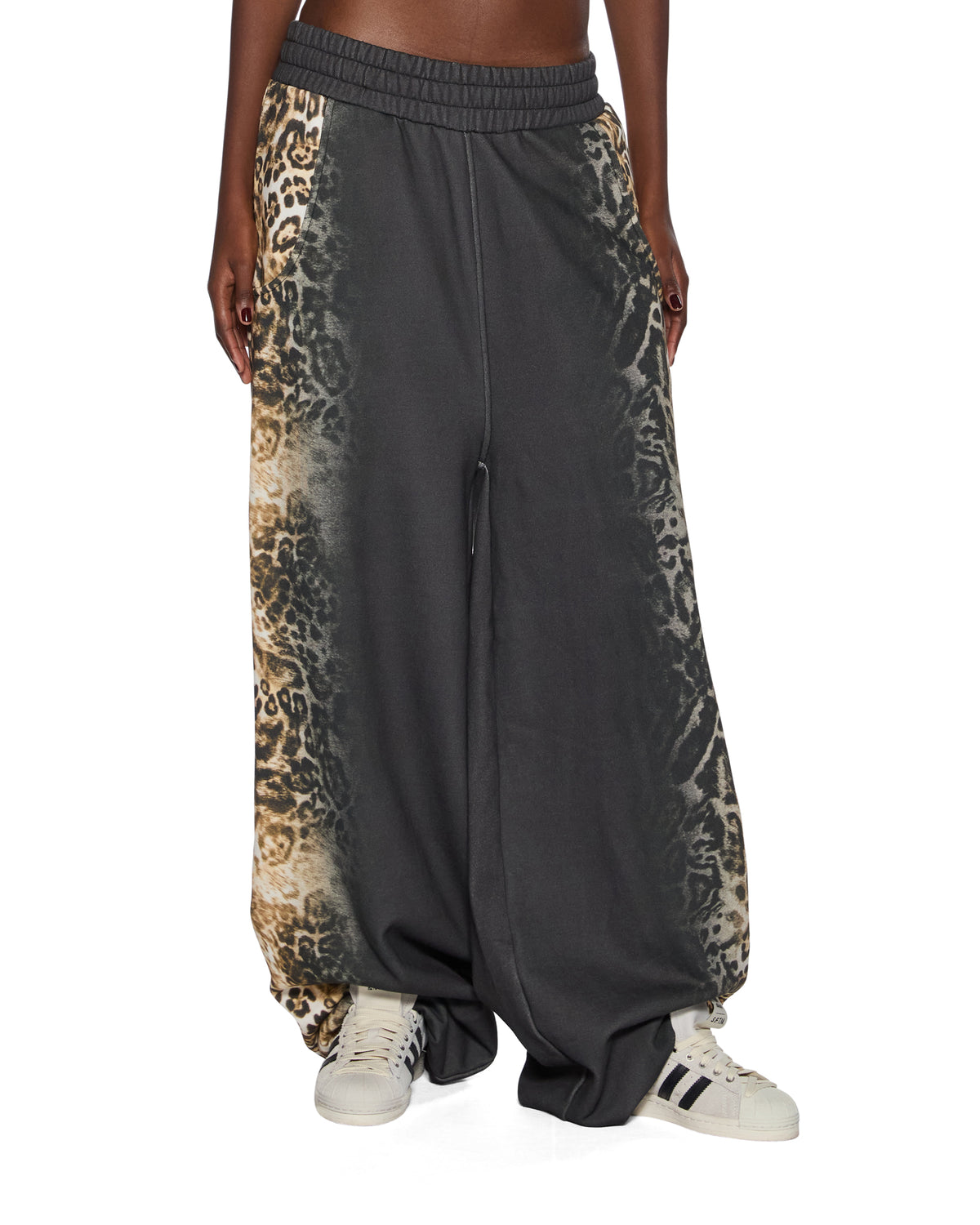 Womens Mowalola Trakpant Black Cheetah Wide Pants - Black
