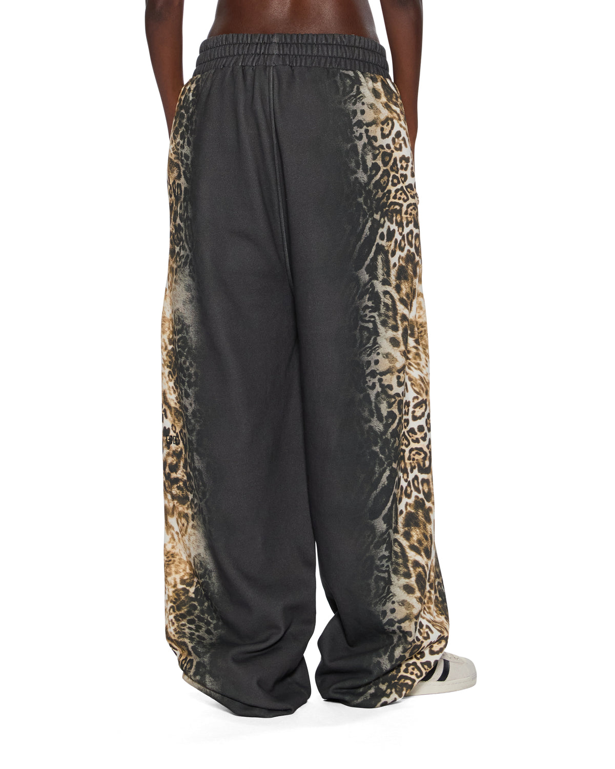 Womens Mowalola Trakpant Black Cheetah Wide Pants - Black