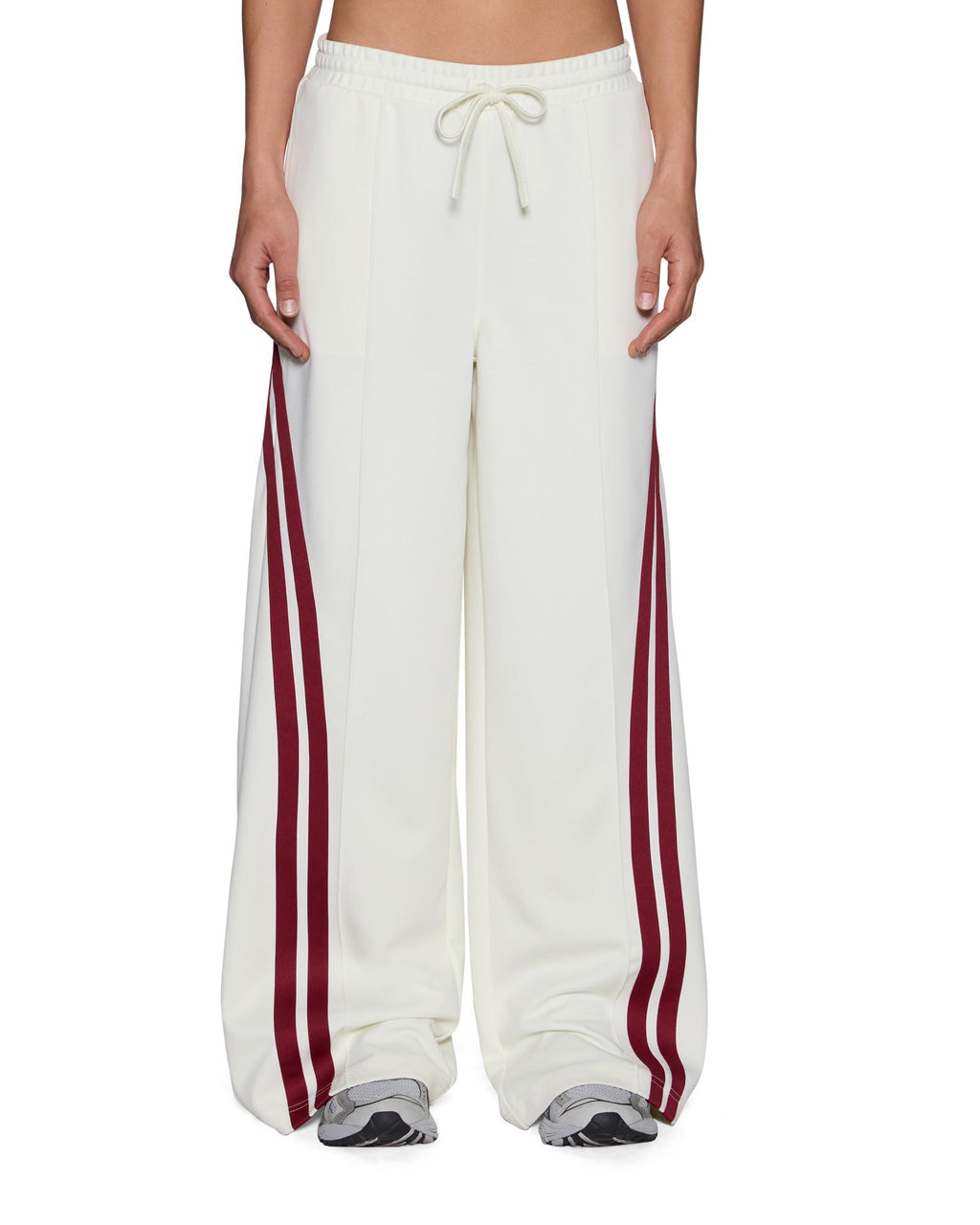 Womens Origin Trackpant Off White Burgundy Relaxed Pants - Beige