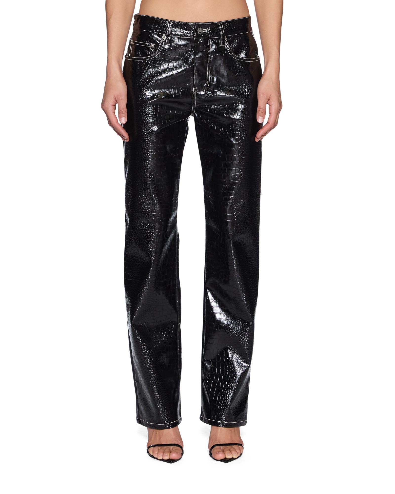 Womens Pinup Pant Patent Croc Black Pants | Ksubi ++