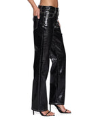 Womens Pinup Pant Patent Croc Black Straight Pants - Black