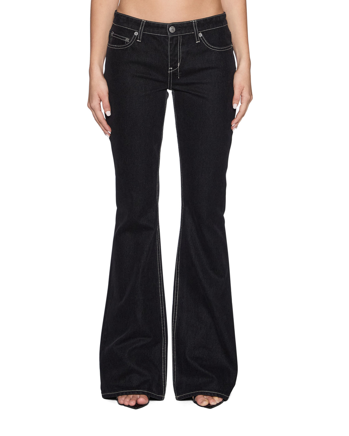 Womens Soho Lo Flocked Black Slim Denim Jeans - Black