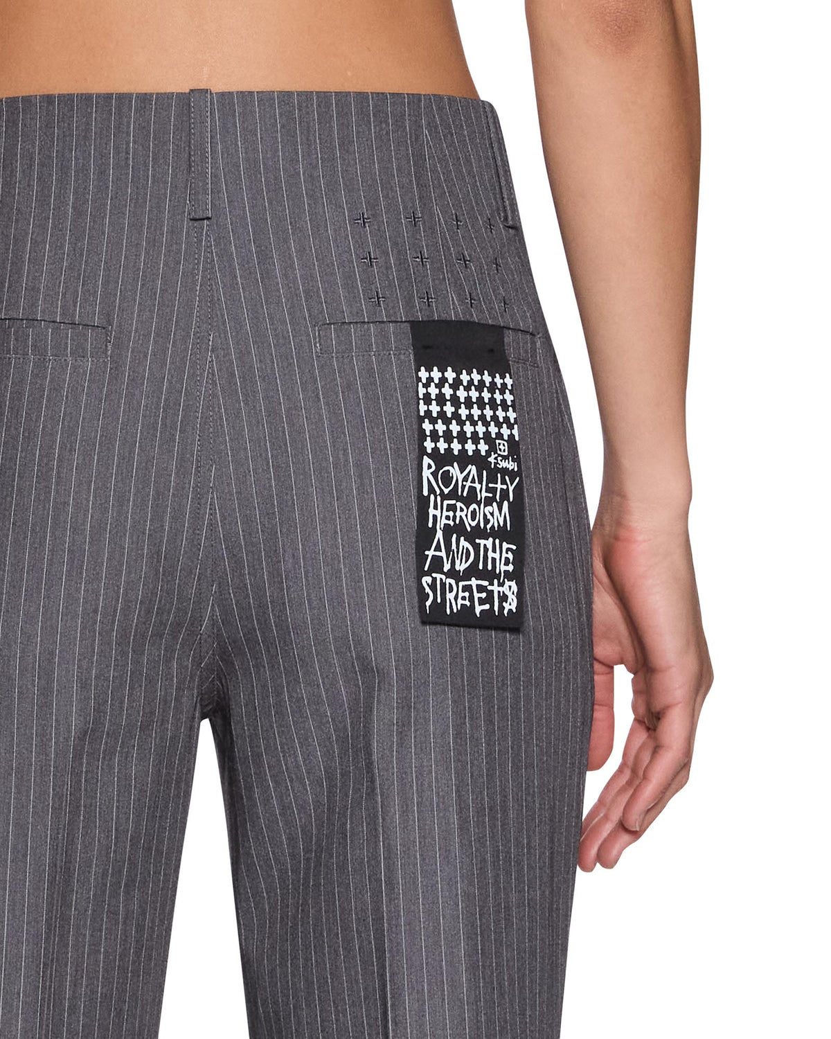 Womens Soho Trouser Grey Pinstripe Slim Pants - Grey