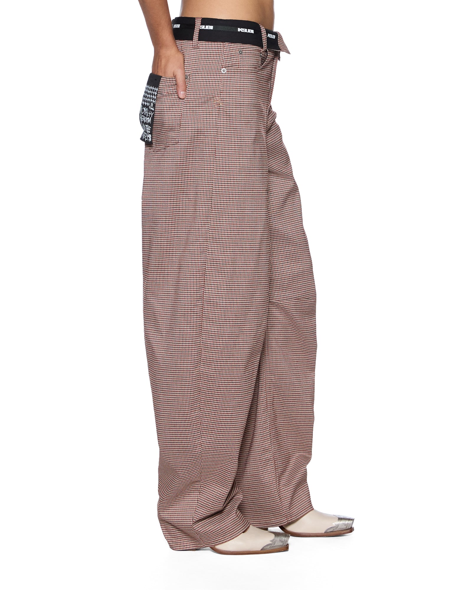 Womens Barrel Trouser Flip Houndstooth Pants | Ksubi ++