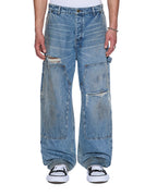 Mens Operator Pant 70's Blue Relaxed Denim Jeans - Denim
