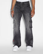 Mens 999 Bronko Cargo Black Bootcut Denim Jeans - Black