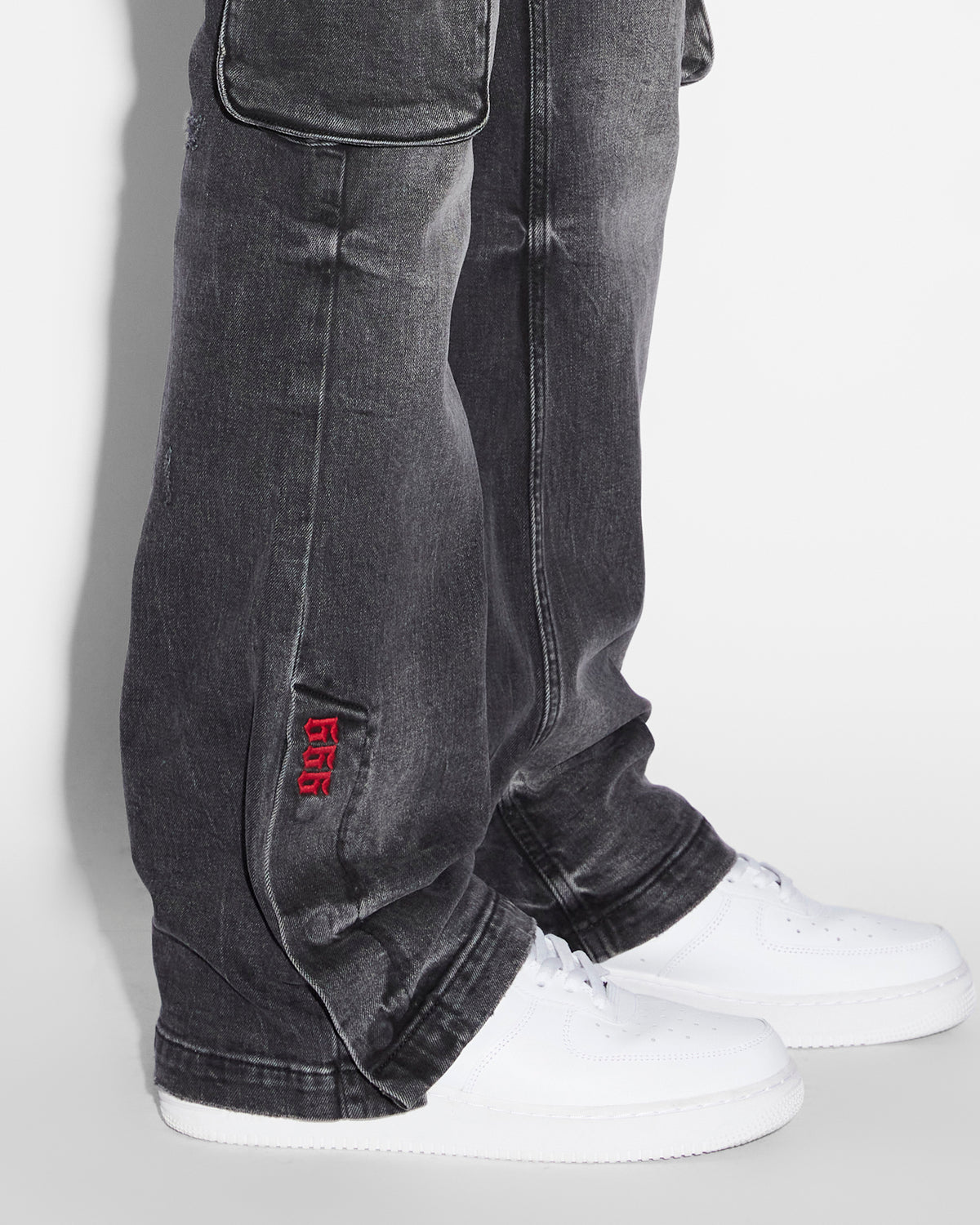 Mens 999 Bronko Cargo Black Bootcut Denim Jeans - Black