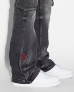 Mens 999 Bronko Cargo Black Bootcut Denim Jeans - Black