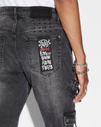 Mens 999 Bronko Cargo Black Bootcut Denim Jeans - Black