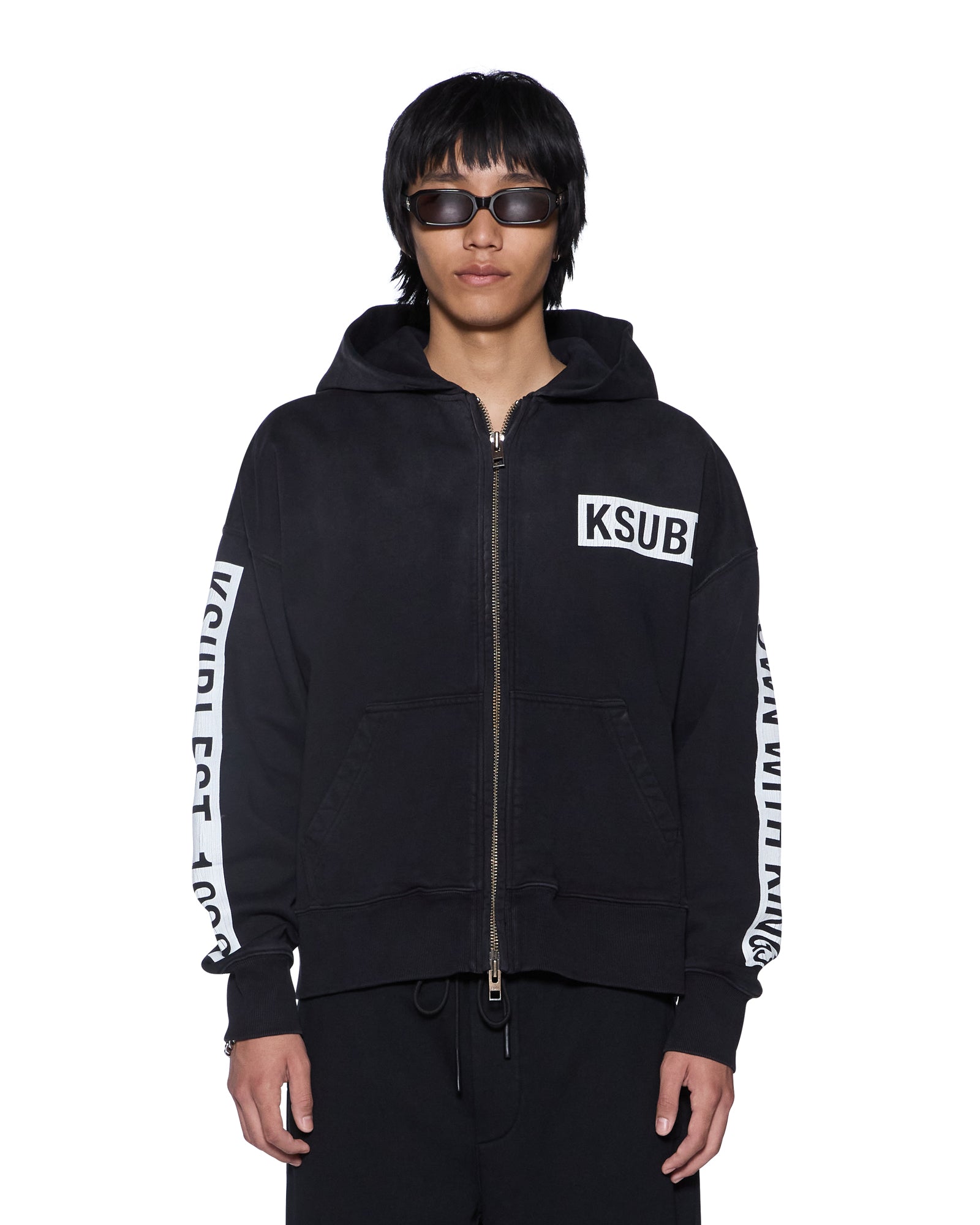 Mens Kings Halen Zip Hoodie Black Fade Fleece | Ksubi ++