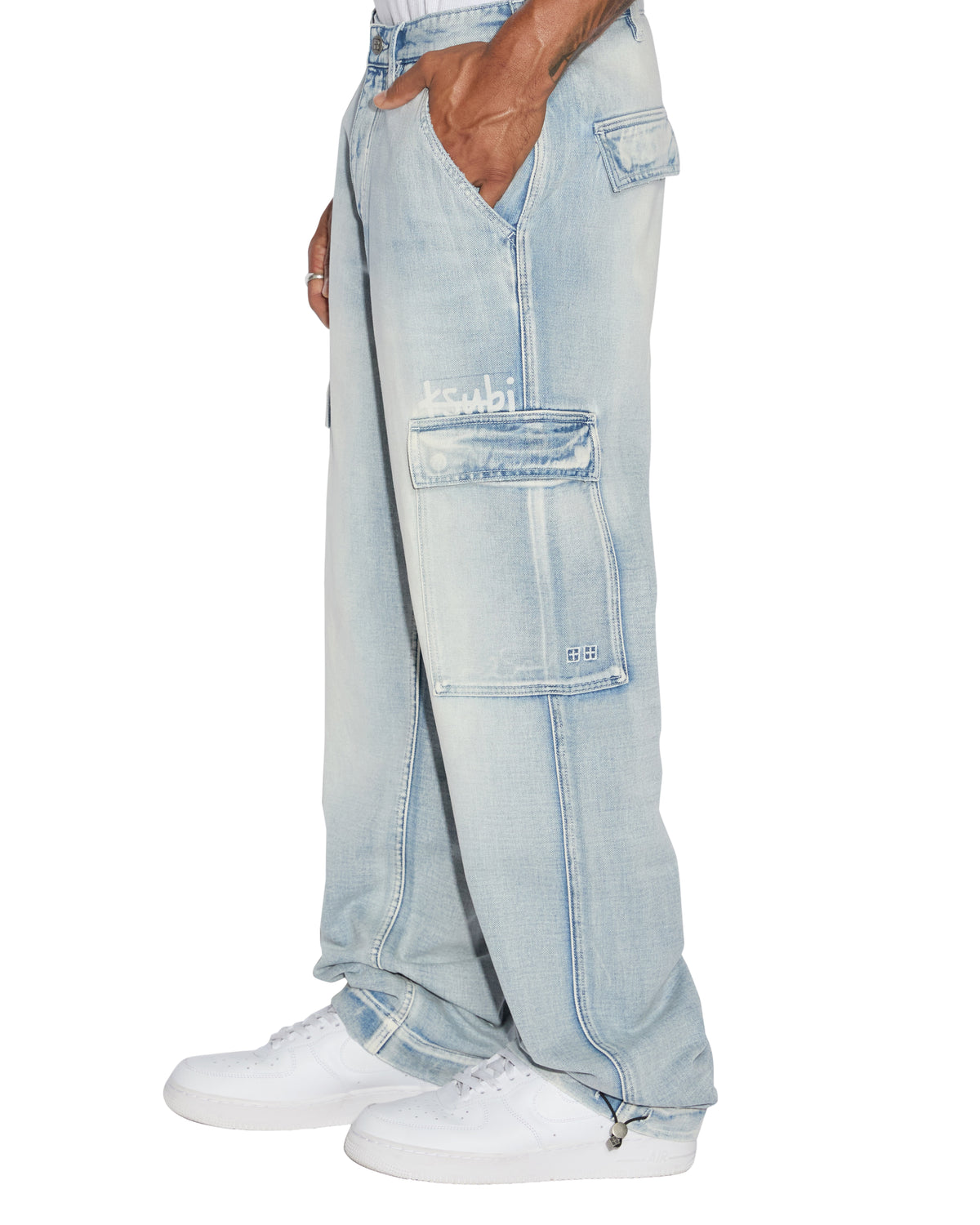 Mens Riot Cargo Pant Blue Ice Relaxed Pants - Denim