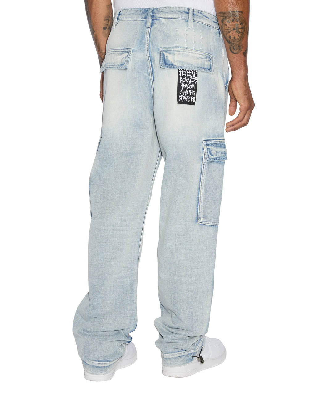 Mens Riot Cargo Pant Blue Ice Relaxed Pants - Denim