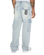 Mens Riot Cargo Pant Blue Ice Relaxed Pants - Denim