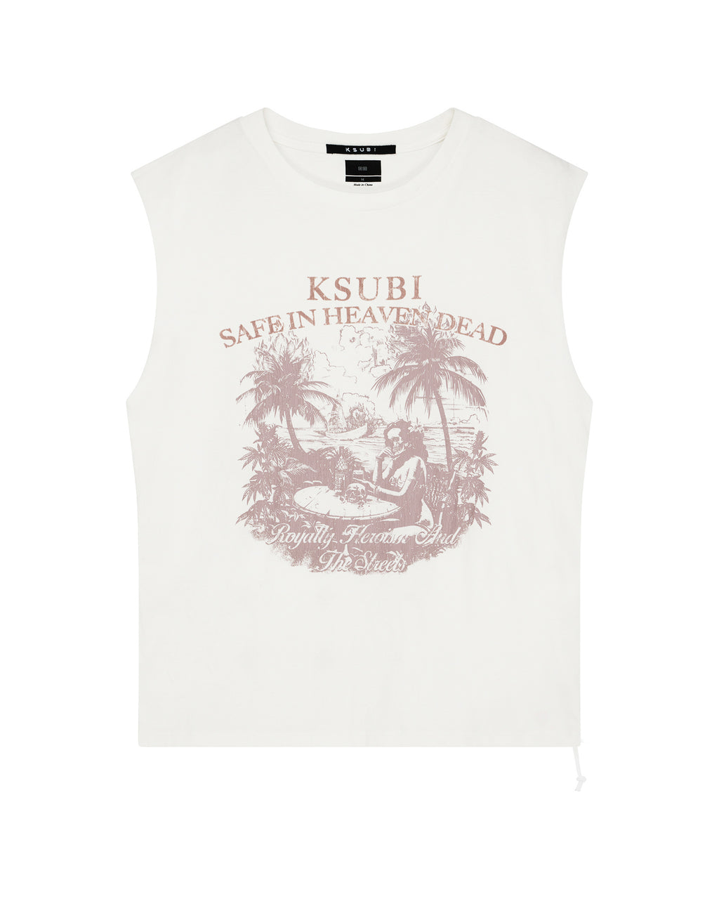 Mens Paradiso Cut Off Tee Vintage White Regular Tees - White