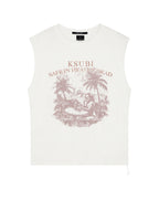 Mens Paradiso Cut Off Tee Vintage White Regular Tees - White