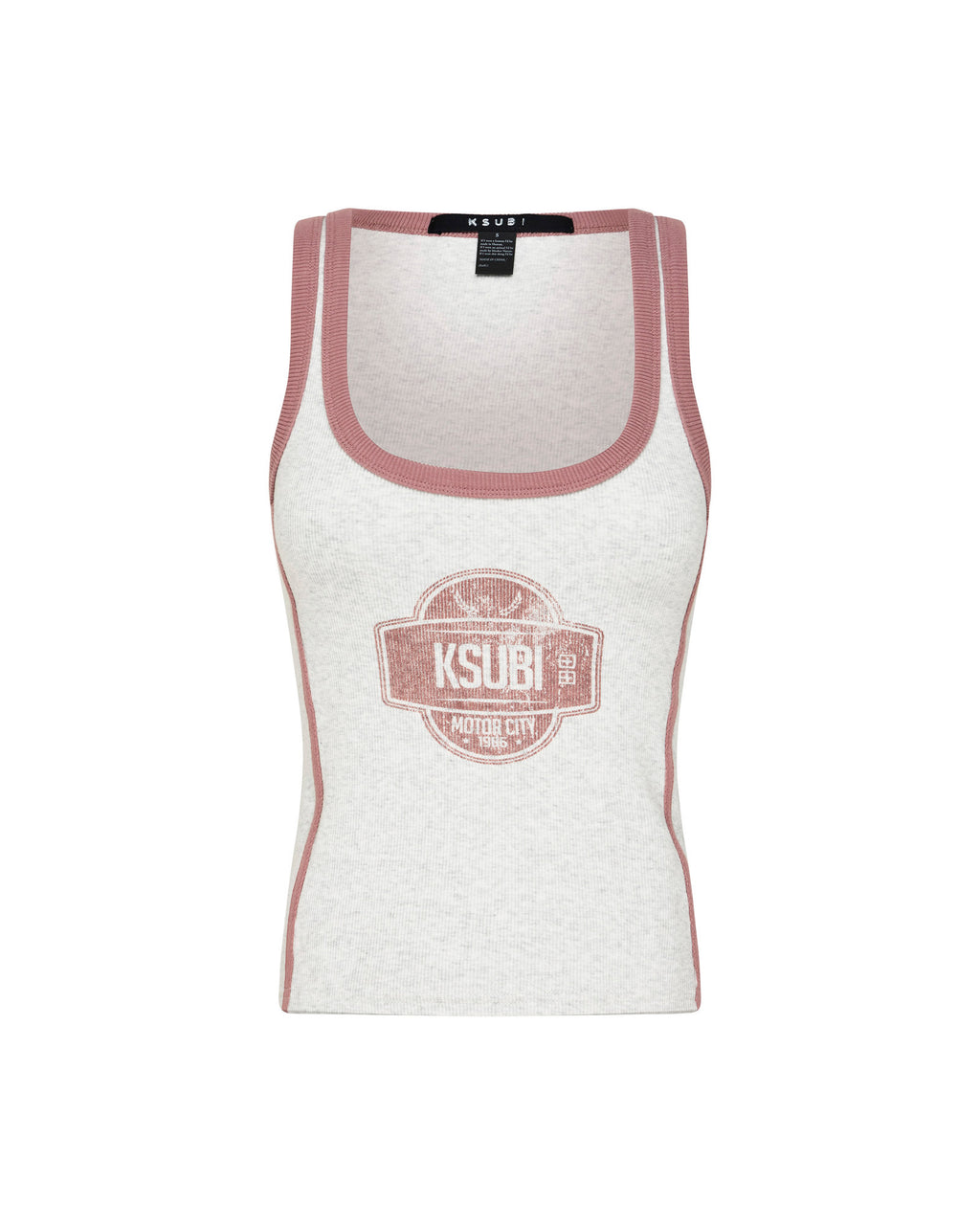WOMENS PITT LANE ORIGIN TANK SNOW MARLE/RED FASHION TOPS