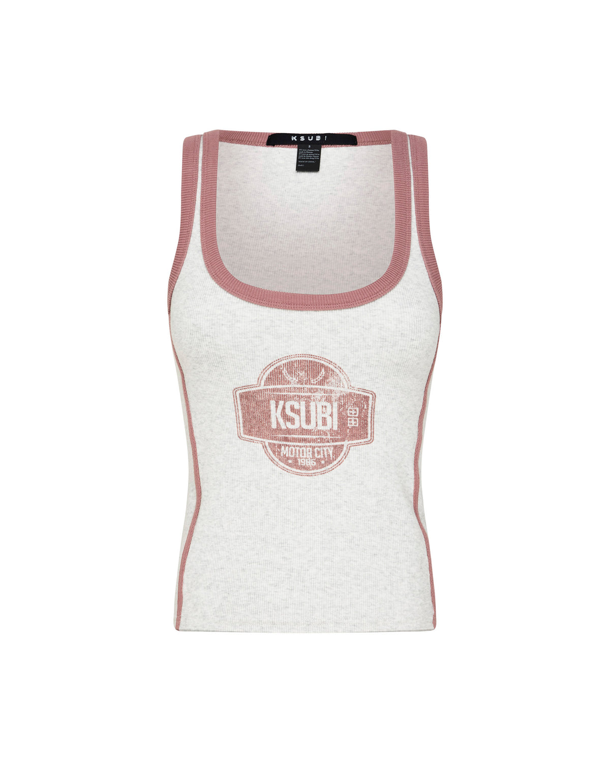 WOMENS PITT LANE ORIGIN TANK SNOW MARLE/RED FASHION TOPS