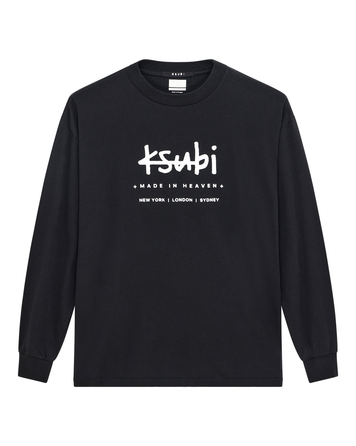 Mens Plated Ls Tee Black Regular Tees - Black