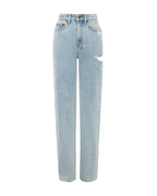 Womens Playback Rollin Kut Out Straight Denim Jeans - Denim
