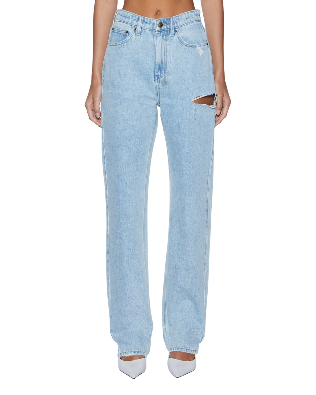 Womens Playback Rollin Kut Out Straight Denim Jeans - Denim