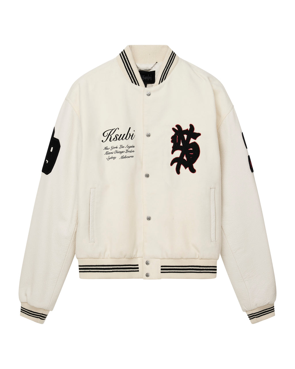 MENS PLAYOFF VARSITY JACKET ECRU JACKETS