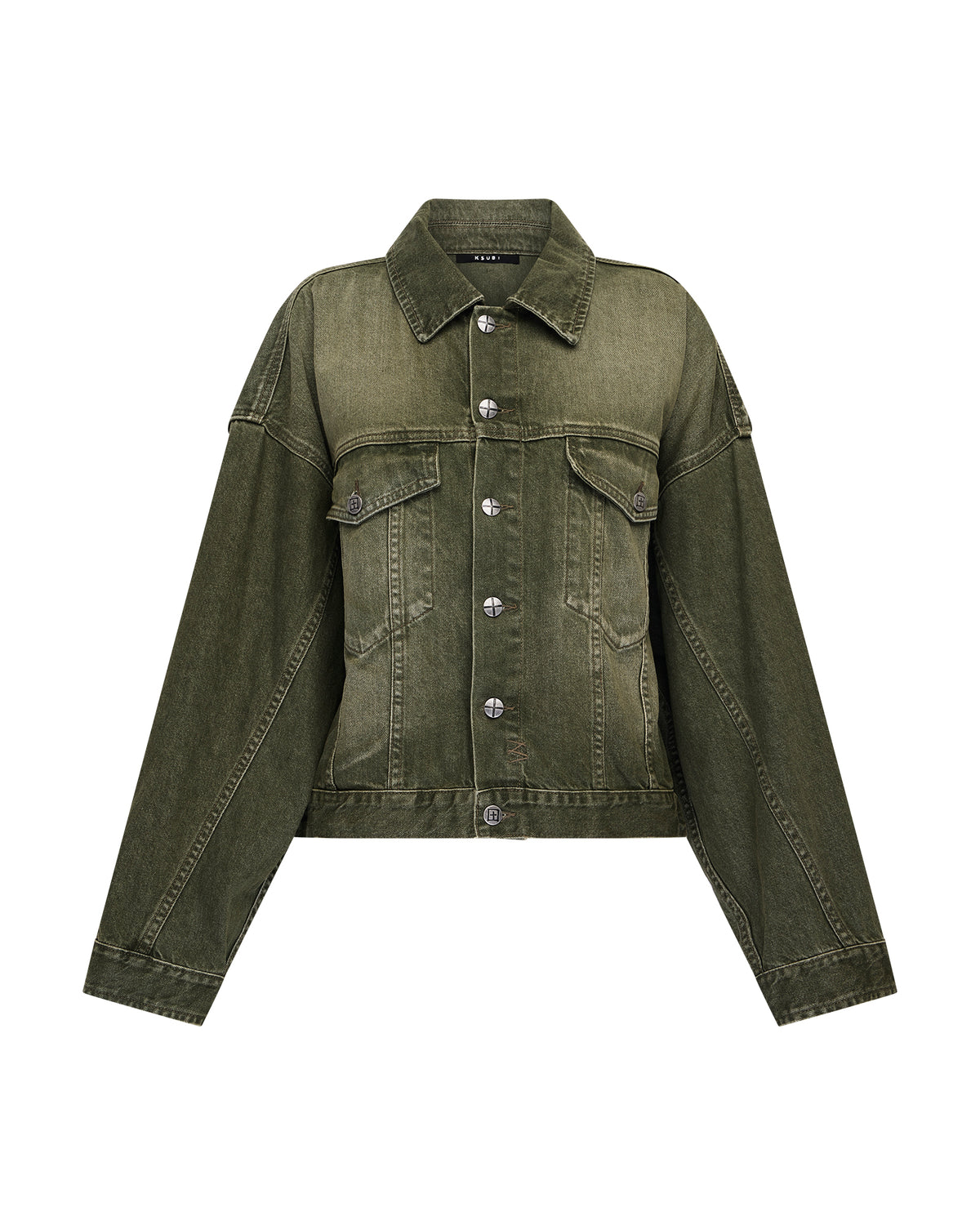 Womens Relax Trucker Jacket Militant Green Relaxed Jackets - Green