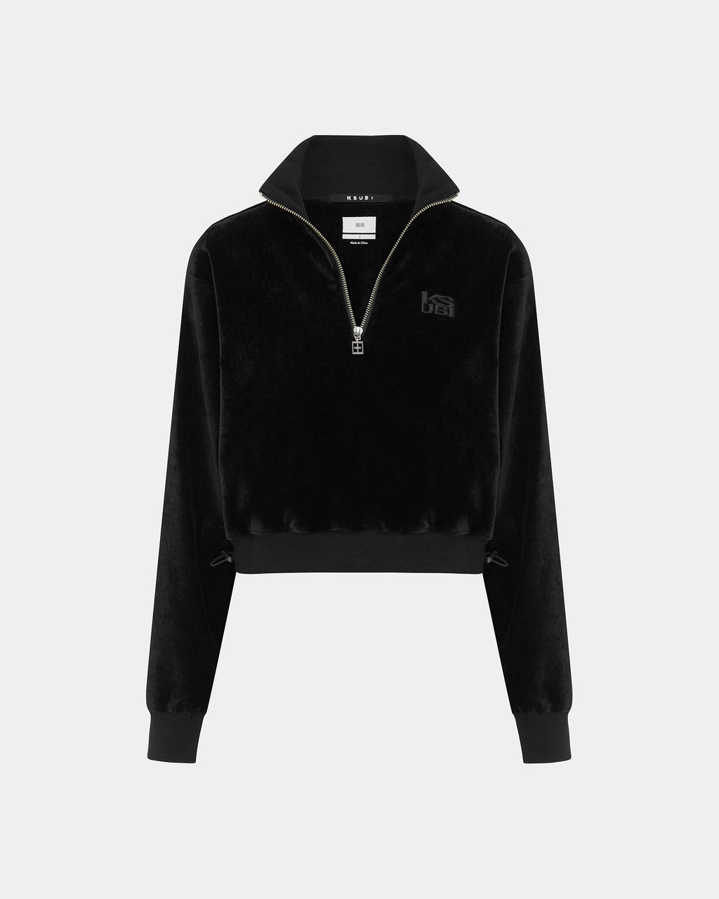 Womens Richie Half Zip Crop Black Boxy Fleece - Black