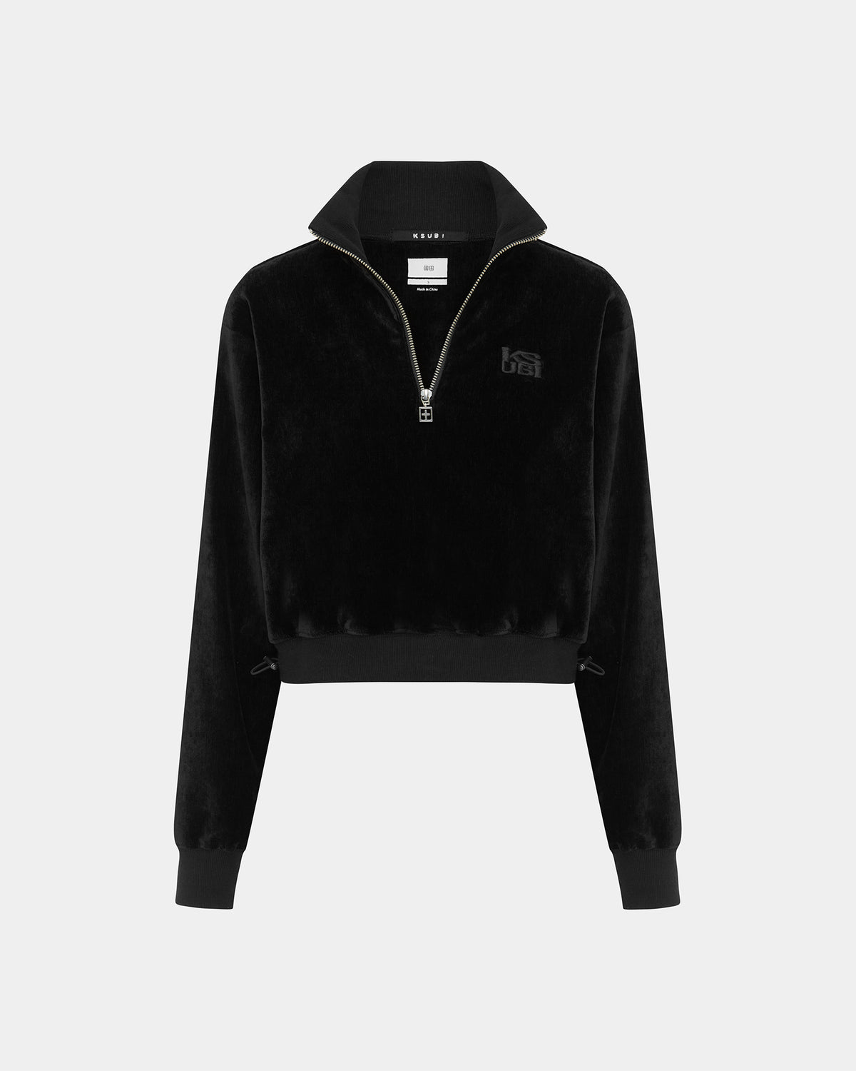 Womens Richie Half Zip Crop Black Boxy Fleece - Black