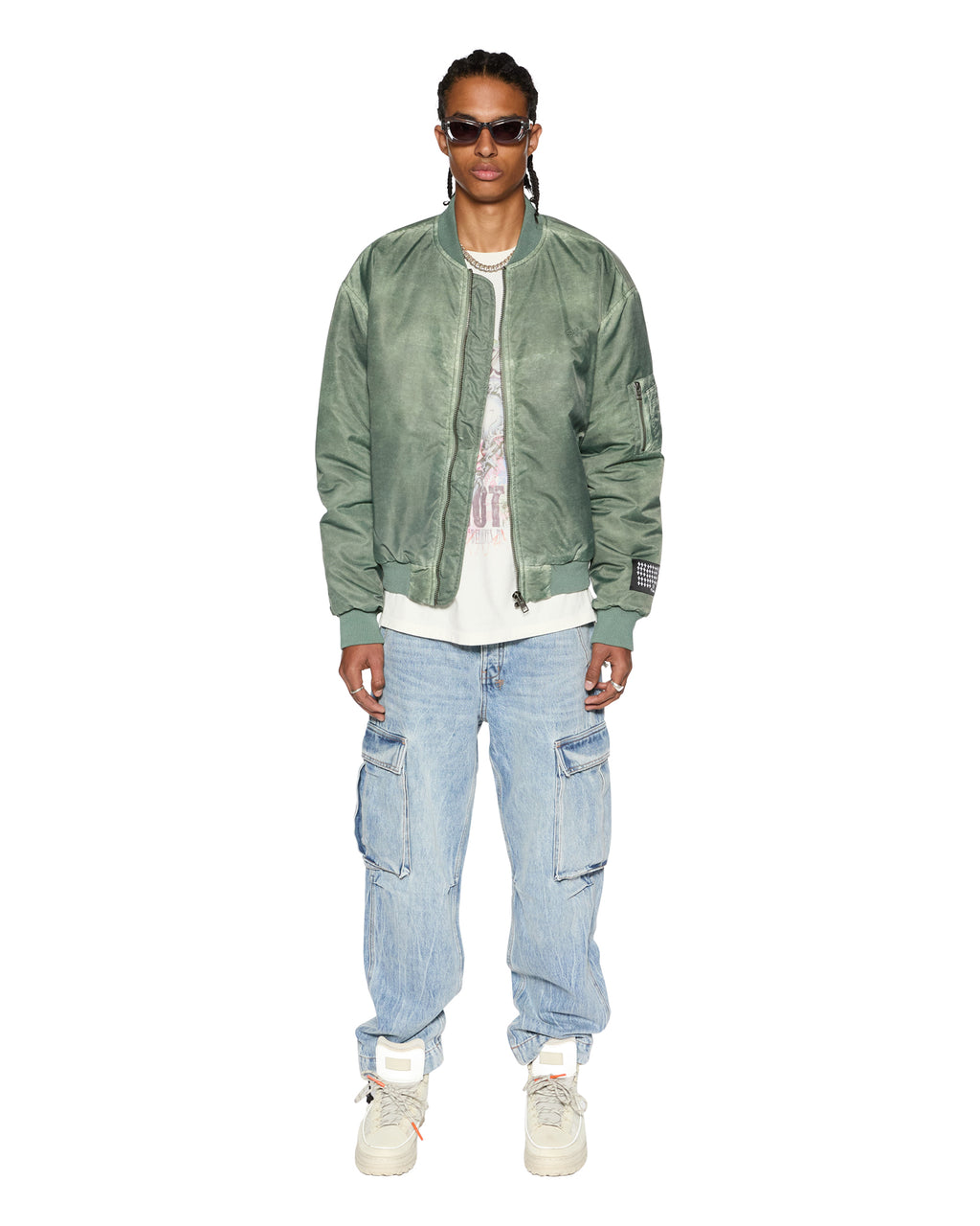 Mens Royalty Bomber Khaki Overdye Relaxed Jackets - Khaki