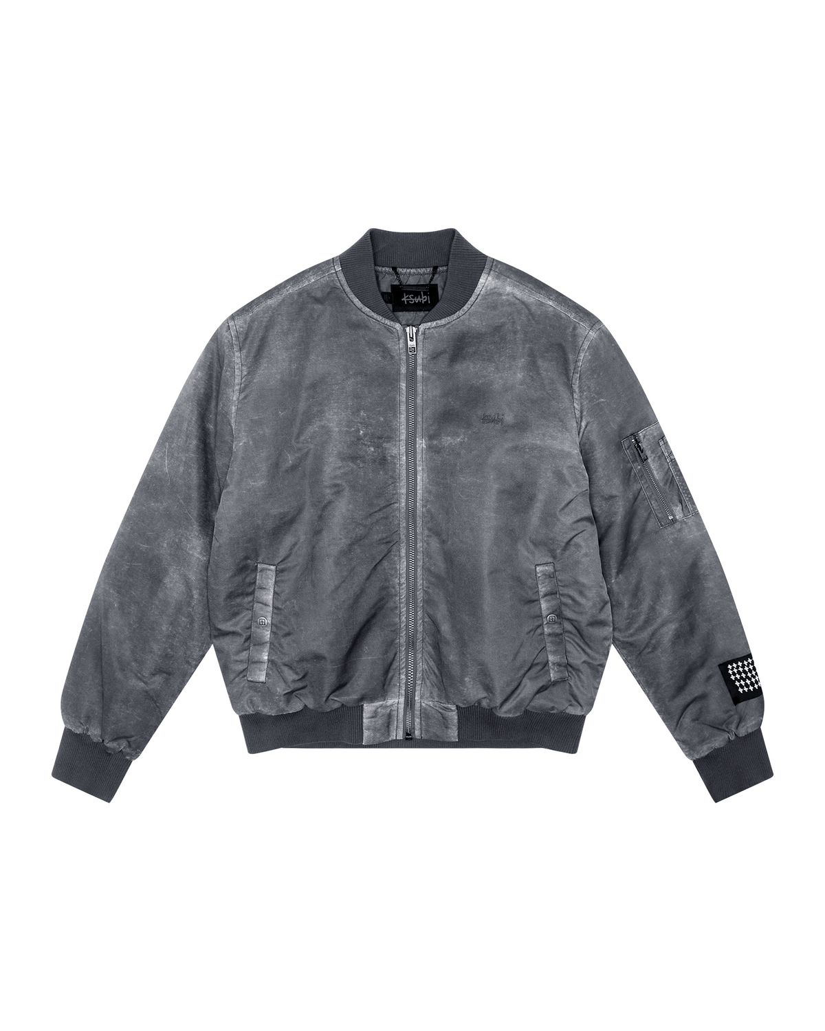 Mens Royalty Bomber Overdye Coal Regular Jackets - Grey
